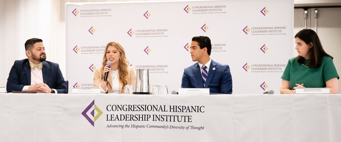 Pictured: Jeyben Castro; (Office of the Chief Administrative Officer) Paola Arellano; (Congressman David Valadao (CA), Kelvin Bencosme; (Committee on House Administration), and Maggie Mahfood-Bradley; (Office of the Chief Administrative Officer). 