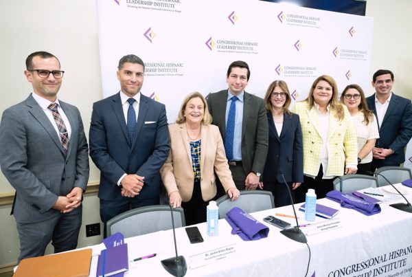 Pictured left to right: George Laws Garcia, Puerto Rico Statehood Council; Dr. Justin Vélez-Hagan, National Puerto Rican Chamber of Commerce; The Honorable Ileana Ros-Lehtinen, CHLI Chairwoman; Andrés Martínez-Fernández, The Heritage Foundation; Christina D. Ponsa-Kraus, Columbia Law School; Congresswoman Jenniffer González-Colón (PR); Mary Ann Gomez Orta, President and CEO of CHLI; and Jose Luis Rivera-Rivera, Puerto Rico Economic Association