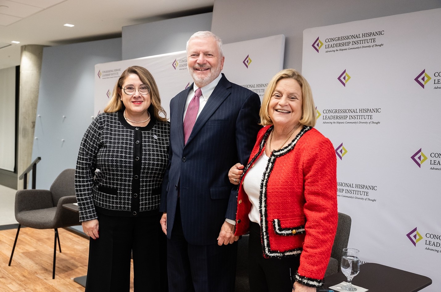 Pictured left to right: Mary Ann Gomez Orta, President and CEO of CHLI; Joshua Bolten, Business Roundtable; and The Honorable Ileana Ros-Lehtinen, Akin, and CHLI Chairwoman