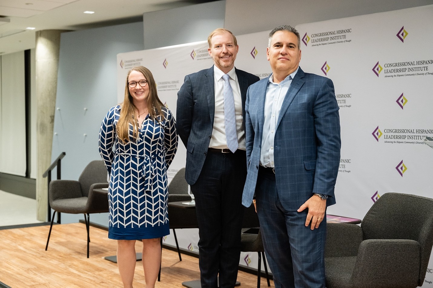 Pictured from left to right: Kellee Wicker, Wilson Center; Brad Woods, National Foreign Trade Council; and Omar Franco, Becker