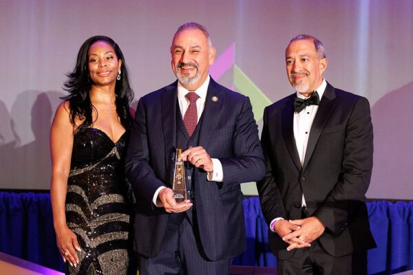 CHLI Advisory Council Member ShaShrina Thomas, Reynold;, 2026 Leadership in Public Service Honoree Congressman Gil Cisneros (CA); and CHLI Board Secretary Leo Munoz, Comcast 
