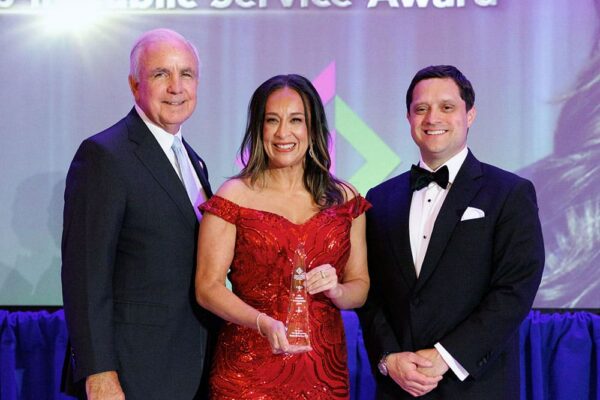 CHLI Board Member Congressman Carlos Gimenez (FL); 2026 CHLI Leadership in Public Service Honoree Congresswoman Monica De La Cruz (TX); and CHLI Advisory Council Member Michael Calvo, Bristol Myers Squibb 